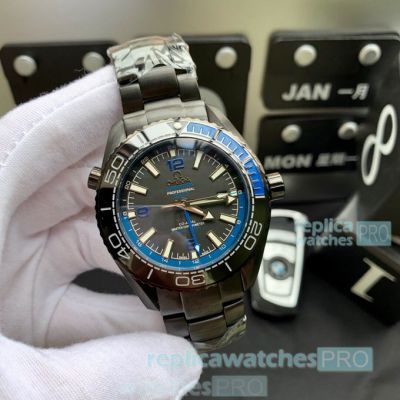 Best Copy Omega Seamaster Planet Ocean GMT Black & Blue Bezel With Inner Watch